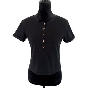 Free People 100% Cotton Henley Tee